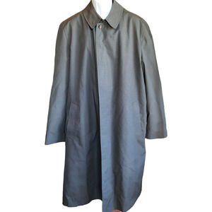 Vintage 60s-70s Rainfair Mens 46XL Green Plaid Faux Fur Lined Trench Coat